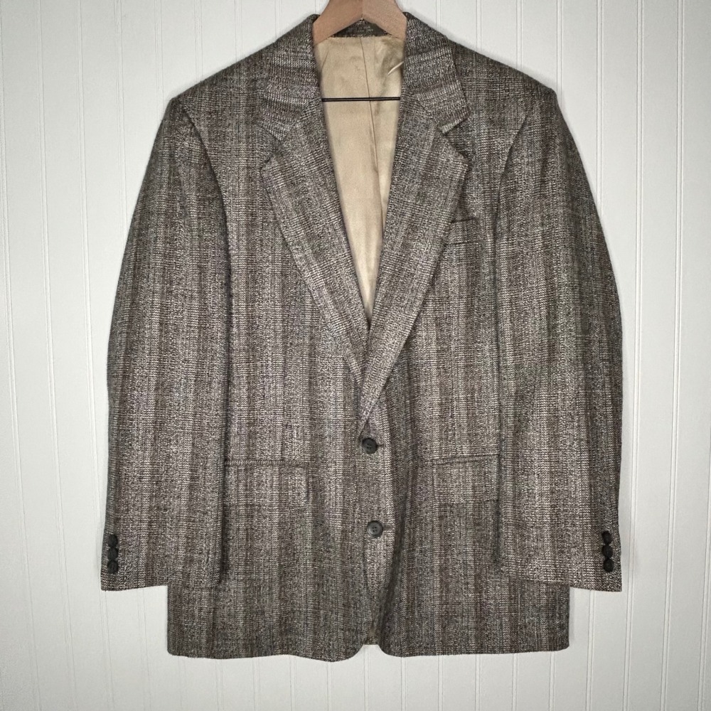 Vintage Gallery by Haggar Men's Blazer 42 Brown Tan Stripe USA Made Sport Coat